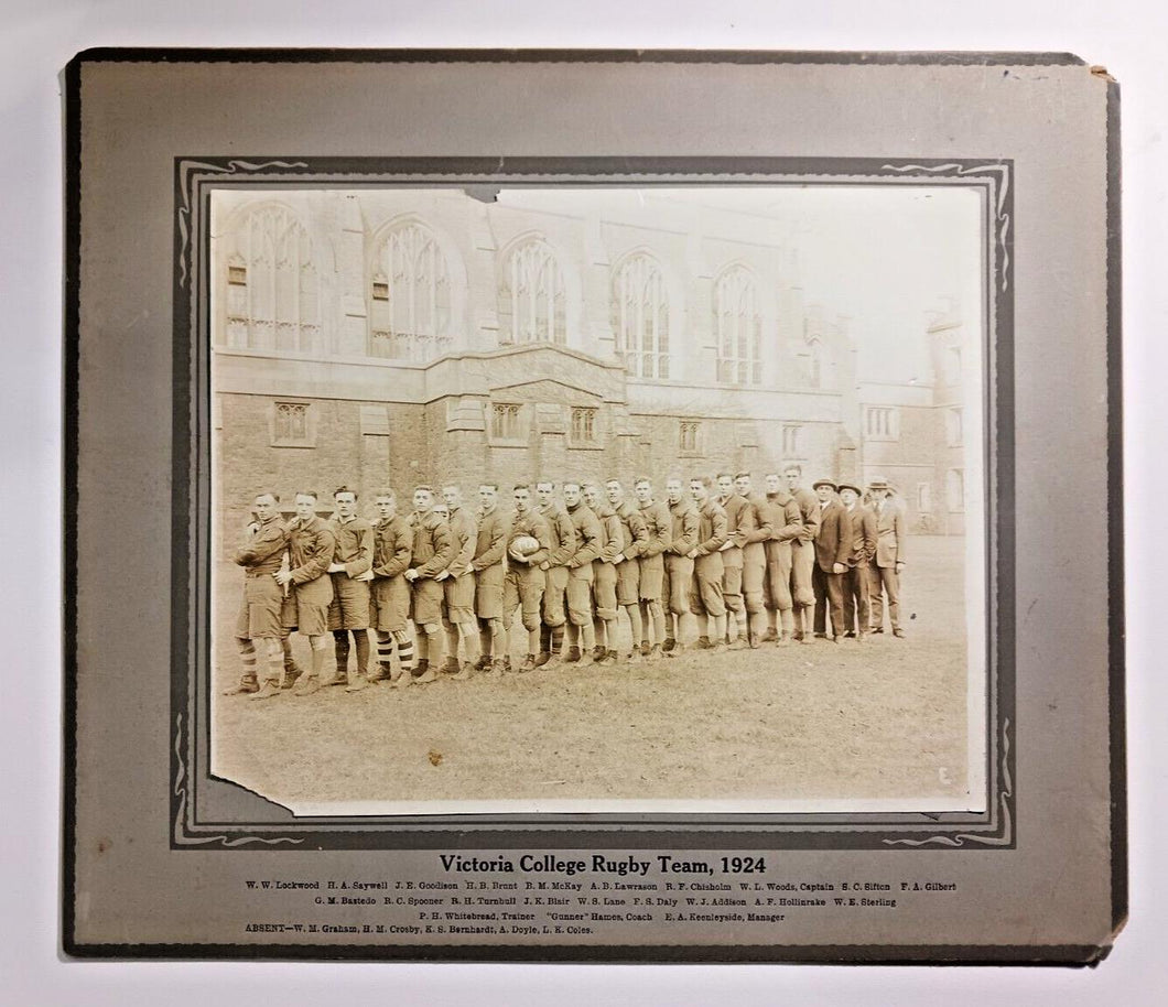 1924 Victoria College Rugby Team Cabinet Photo