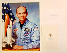 Load image into Gallery viewer, Senator Jake Garn Astronaut Signed 8&quot;x10&quot; Photo and 3&quot;x5&quot; Card
