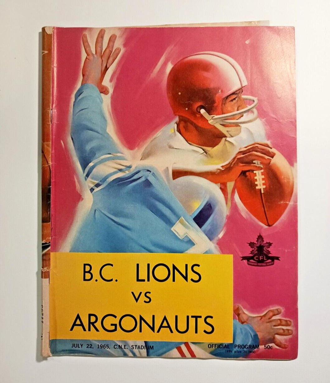 1965 B.C. Lions vs Toronto Argonauts CFL Game Program