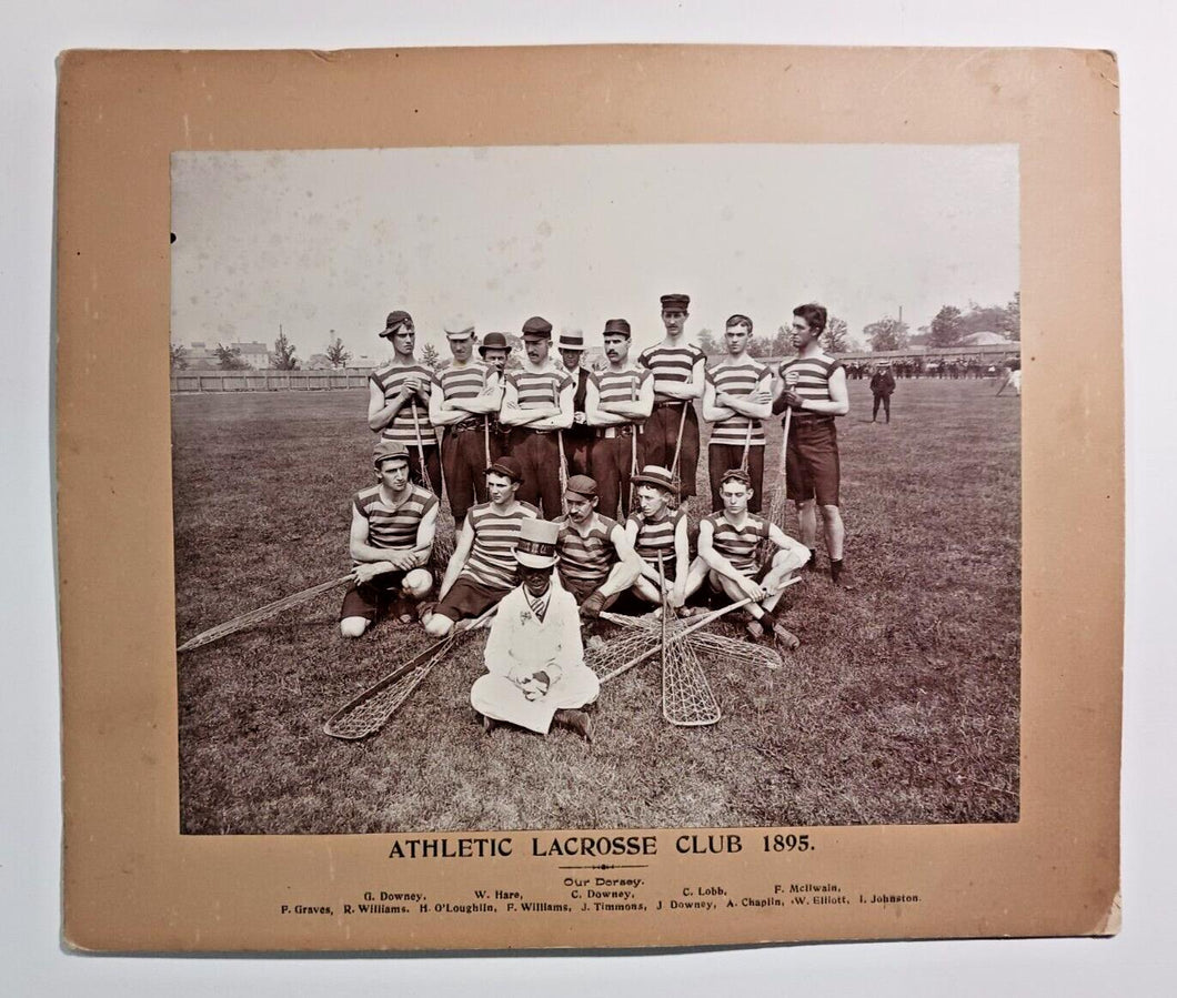 1895 Athletic Lacrosse Club Cabinet Photo, St Catherine's Ribbon on Mascots Hat