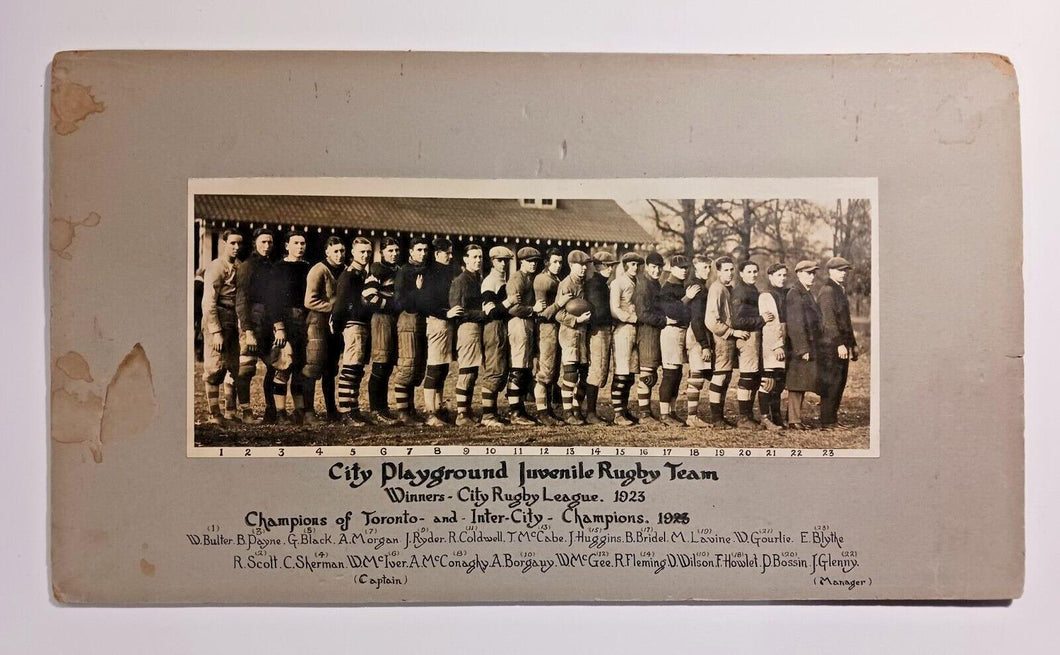 1923 City Playground Juvenile Rugby Team Photo, Champions of Toronto &Inter City