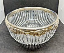 Load image into Gallery viewer, Sterling Rim Cut Crystal Bowl 9 in x 4 in
