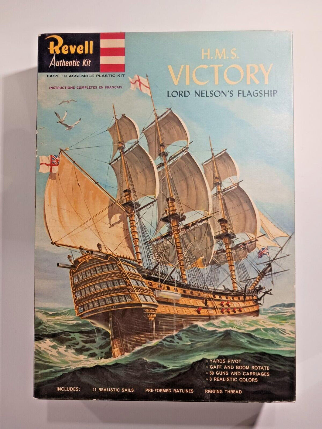 1958 H.M.S Victory Lord Nelson's Flagship Revell Authentic Model Kit Rare Year