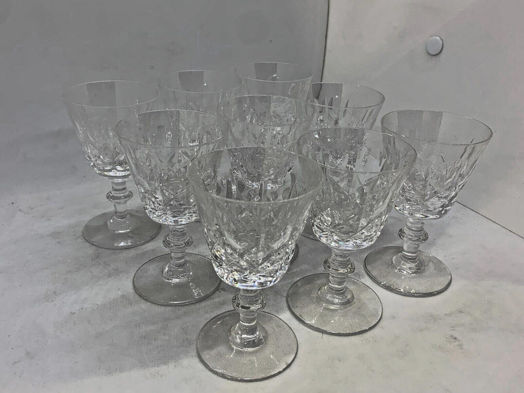 Lot of 9 - Vintage Crystal Cross & Arrow Wine Glasses