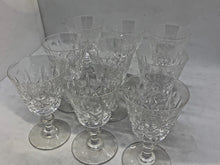 Load image into Gallery viewer, Lot of 9 - Vintage Crystal Cross &amp; Arrow Wine Glasses
