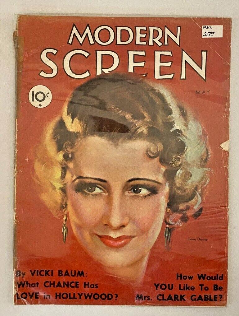 Modern Screen Magazine MAY 1932 IRENE DUNNE love in Hollywood Clark Gable