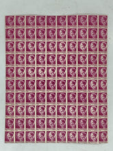 Load image into Gallery viewer, 10x10 Sheet of 1946 Magenta Romanian Stamps - Posta Romana (15 Lei)
