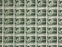 Load image into Gallery viewer, 10x10 Sheet of 1946 Green Romanian Stamps - Posta Romana (200 Lei)
