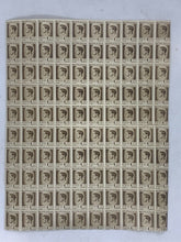 Load image into Gallery viewer, 10x10 Sheet of 1946 Brown Romanian Stamps - Posta Romana (1 Lei)
