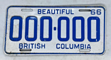 Load image into Gallery viewer, 1966 British Columbia Canada Sample License Plate Vintage
