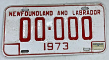 Load image into Gallery viewer, 1973 Newfoundland and Labrador Sample License Plate with sticker
