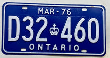 Load image into Gallery viewer, 1976 Ontario License Plate # D32-460
