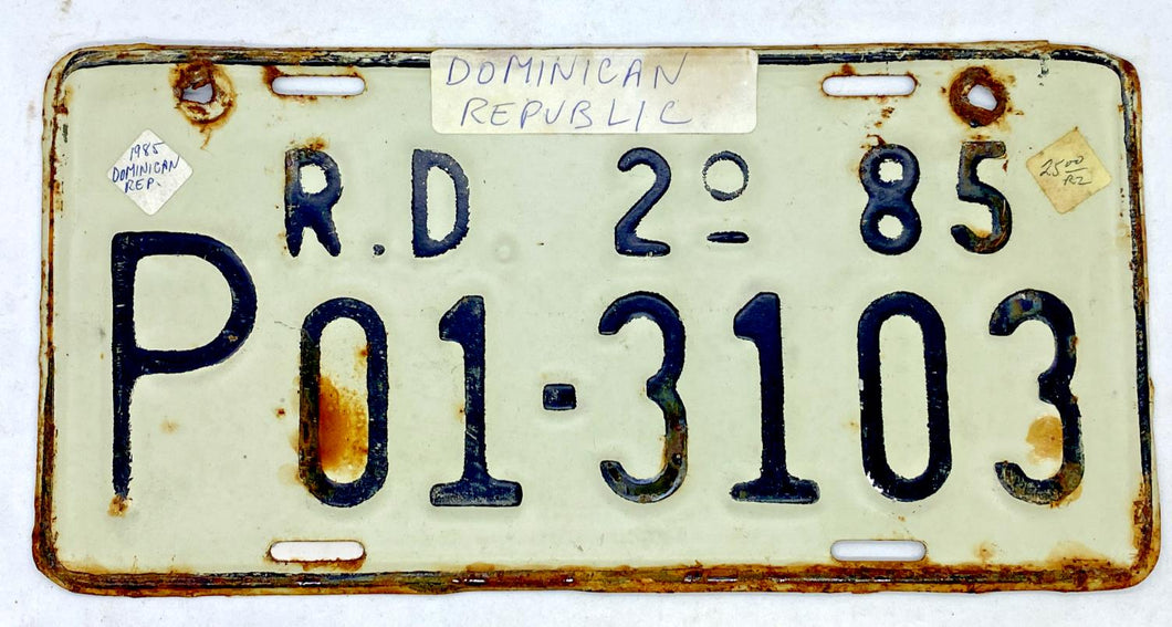 1985 Dominican Republic License Plate