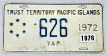 Load image into Gallery viewer, 1972 1976 YAP Trust Territory Pacific Islands License Plate &#39;626&#39;
