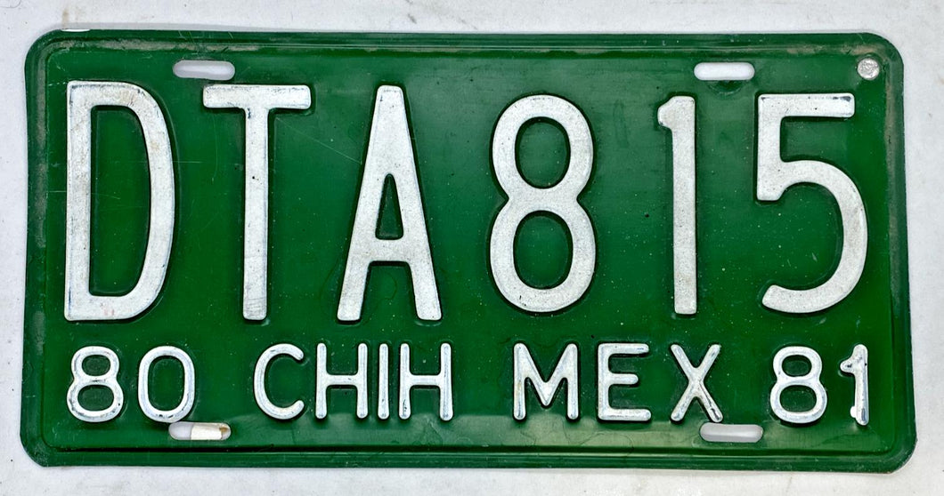 1980-81 Chih Mexico License plate DTA815