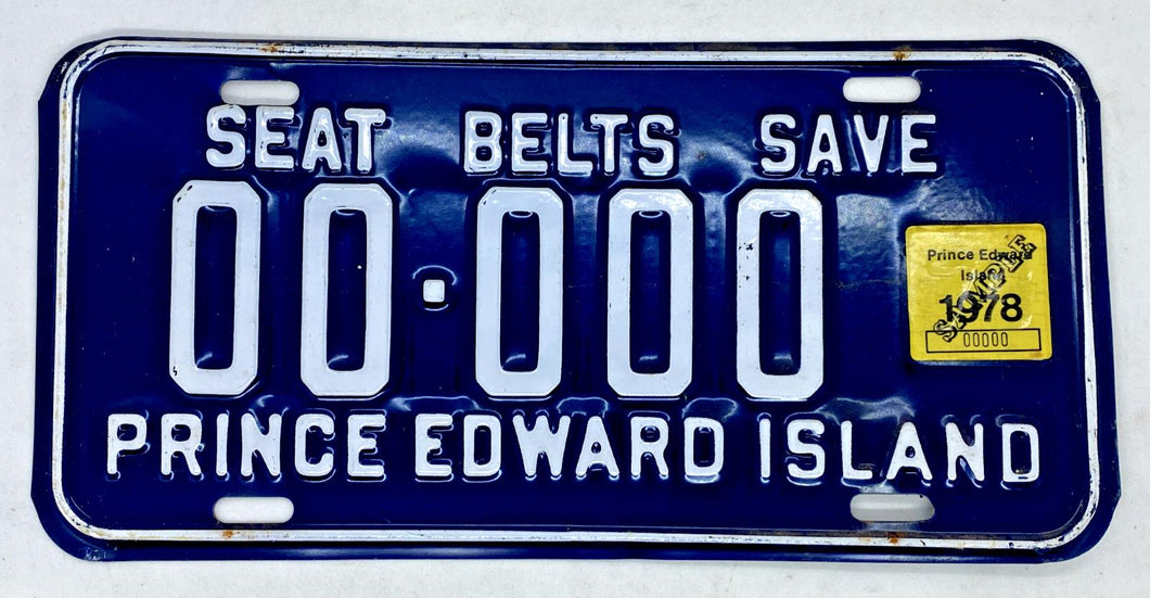 1978 Prince Edward Island PEI Canada ZEROs Sample License Plate # 00-000 RARE