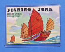 Load image into Gallery viewer, 1955 Topps Rails &amp; Sails #149 Fishing Junk Modern Chinese Fishing Vessel
