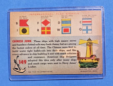 Load image into Gallery viewer, 1955 Topps Rails &amp; Sails #149 Fishing Junk Modern Chinese Fishing Vessel
