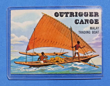 Load image into Gallery viewer, 1955 Topps Rails &amp; Sails #150 Outrigger Canoe Malay Trading Boat
