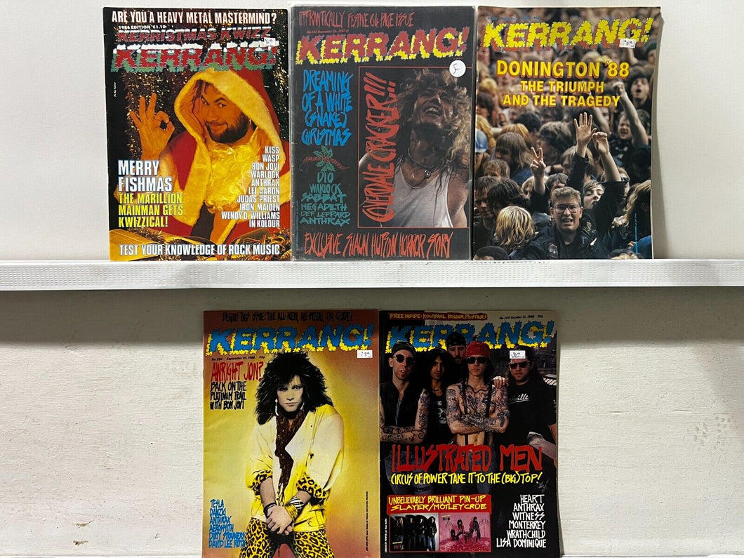 1986-1988 Kerrang! Fortnightly, Lot of 5 Magazines