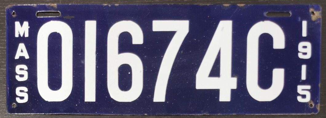 1915 Massachusetts Metal License Plate 0167 4C