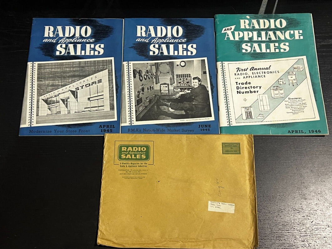 Radio and Appliance Sales - 4 Magazines (April 45, June 45, April 46, Aug 46)