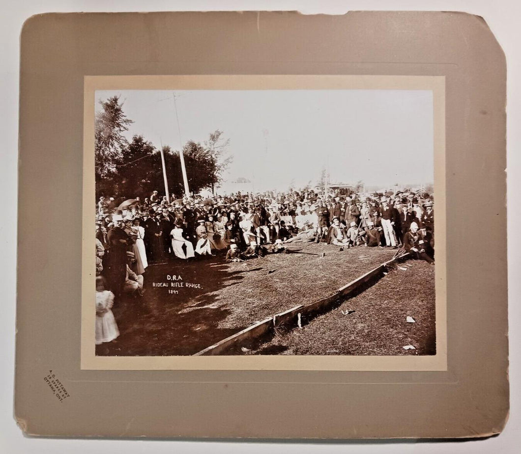 1897 Rideau Rifle Range Cabinet Photo - 3 Men Shooting Outside Ottawa