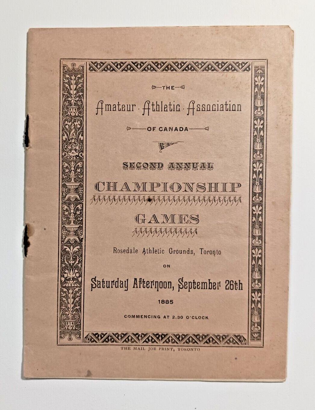 1885 Amateur Athletic Association AAA Canada Championship Games Program - RARE