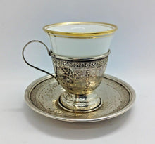 Load image into Gallery viewer, Antique Sterling Silver Reticulated Demitasse Holders and Rosenthal Cups Set (6)
