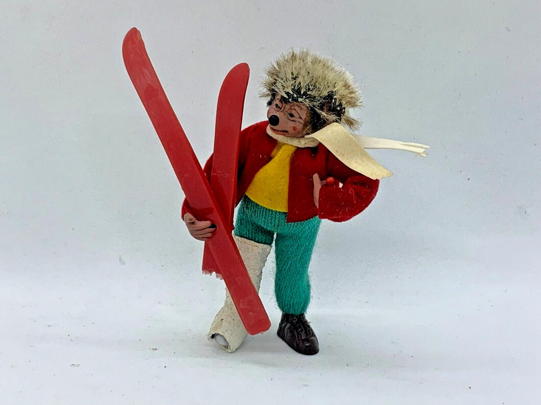 Vintage Steiff Peter Hedgehog Skier w/ Leg-Cast 3.5in Figurine RARE