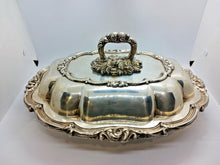 Load image into Gallery viewer, Antique Silver Lidded Entree Serving Dish Tray Set of 2
