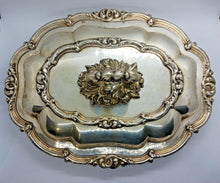 Load image into Gallery viewer, Antique Silver Lidded Entree Serving Dish Tray Set of 2
