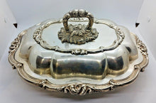 Load image into Gallery viewer, Antique Silver Lidded Entree Serving Dish Tray Set of 2
