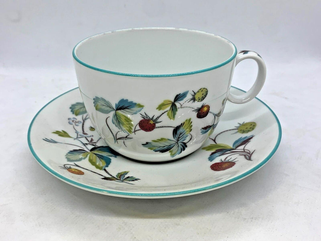 Royal Worcester - Flameproof Porcelain, Strawberry Fair Breakfast Cup & Saucer