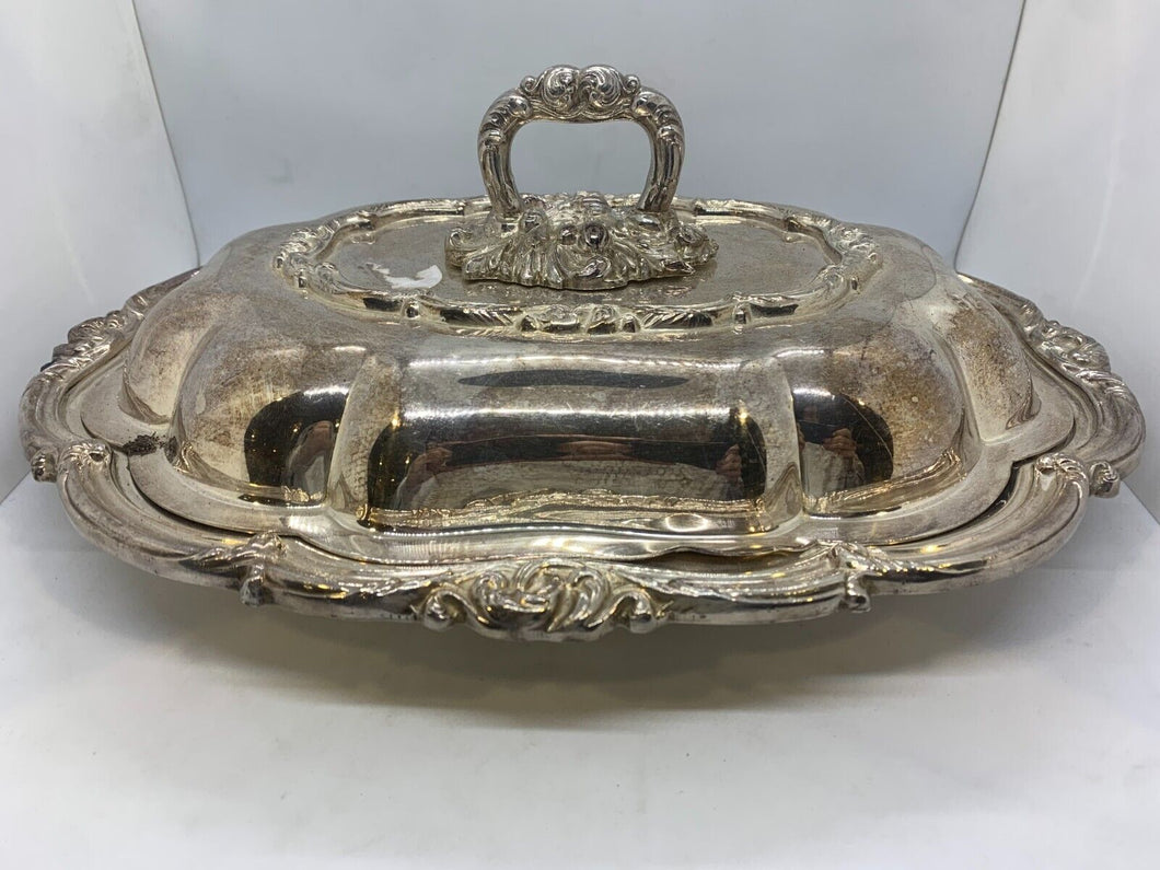 1881 Rogers #7340 - Silver Plate on Copper Serving Tray & Dish Cover