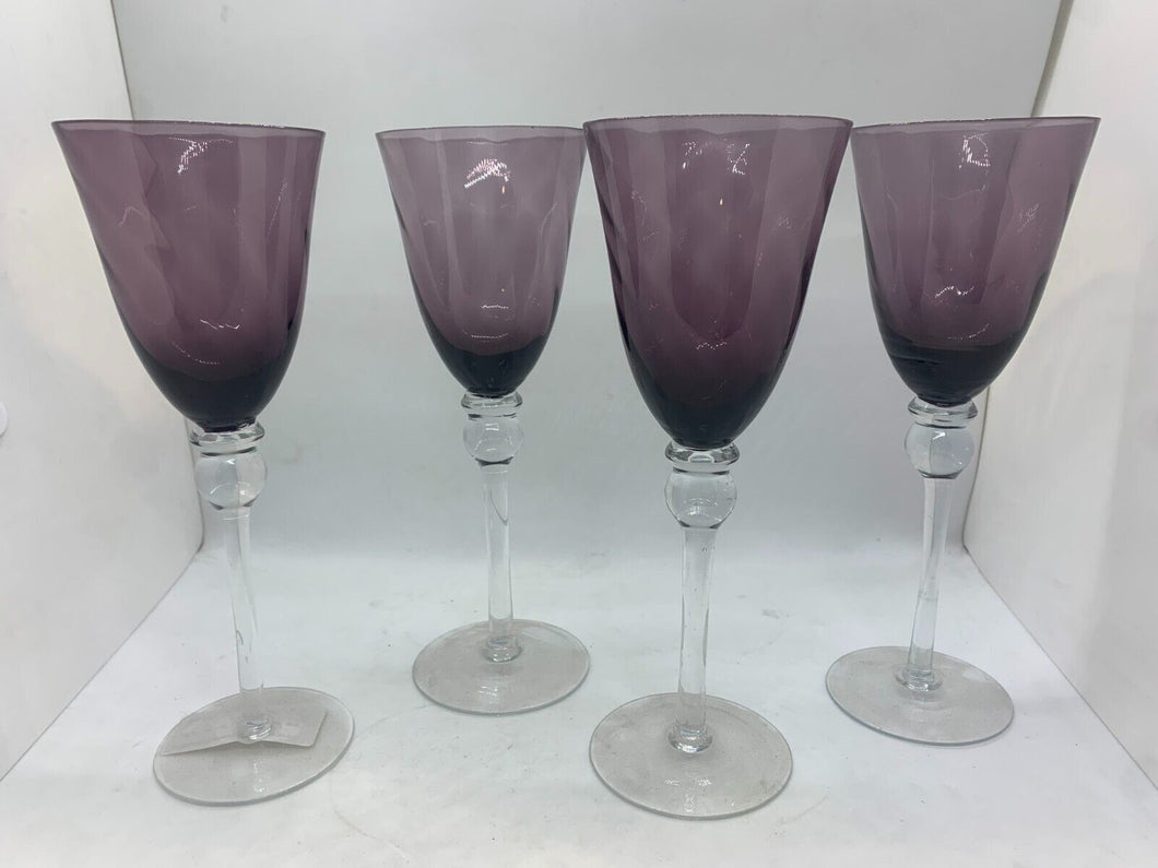 Set of 4 - Vintage Amethyst Wine Glasses