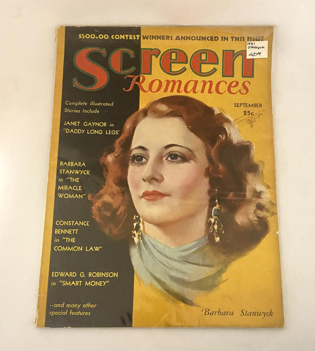 Screen Romances Magazine 1931 September - Barbara Stanwyck - E 16369