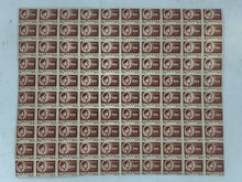 Load image into Gallery viewer, 10x10 Sheet of 1946 Brown Romanian Stamps - Posta Romana (100 Lei)
