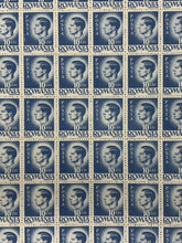 Load image into Gallery viewer, 10x10 Sheet of 1946 Ultramarine Romanian Stamps - Posta Romana (10 Lei)
