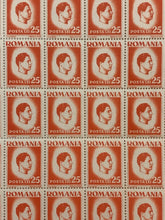 Load image into Gallery viewer, 10x10 Sheet of 1946 Orange Romanian Stamps - Posta Romana (25 Lei)
