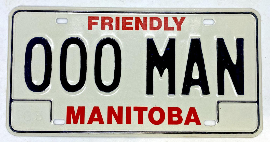 1983 Canada Friendly MANITOBA Plate #000 MAN