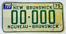 Load image into Gallery viewer, 1975 NEW BRUNSWICK CANADA SAMPLE LICENSE PLATE &quot; 00 000 &quot; NB 77
