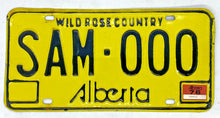 Load image into Gallery viewer, 1970 Alberta SAMPLE License Plate # SAM-000 Red Sticker
