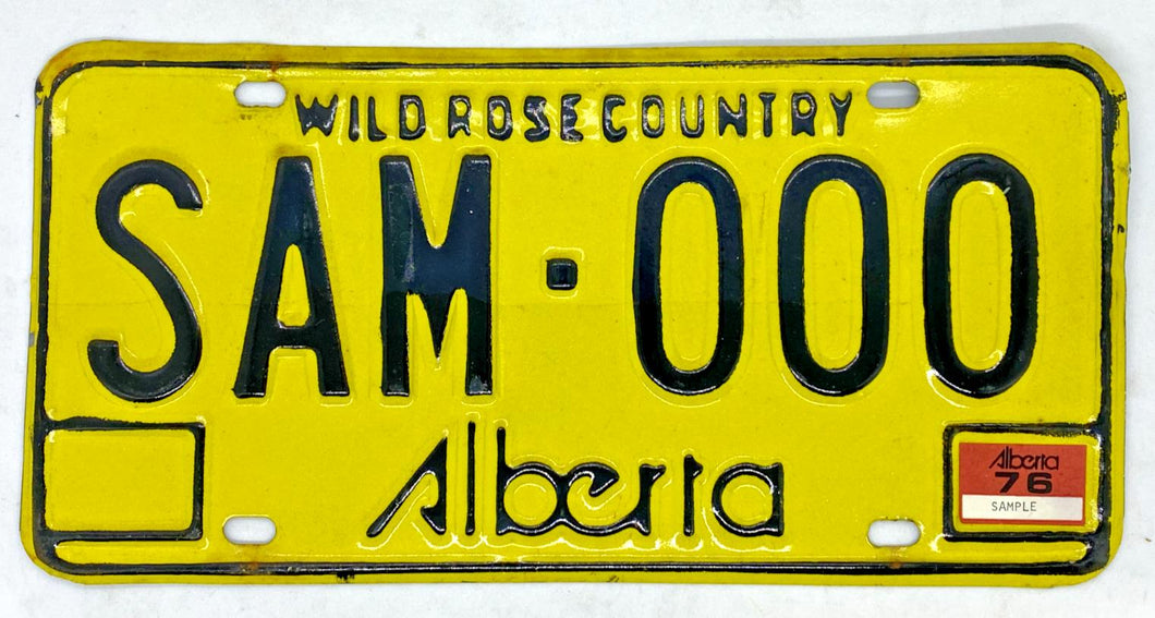 1970 Alberta SAMPLE License Plate # SAM-000 Red Sticker