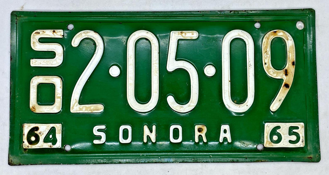 1964-1965 Sonora Mexico License Plate