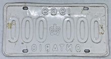 Load image into Gallery viewer, Ontario 1968 SAMPLE License Plate # 000-000
