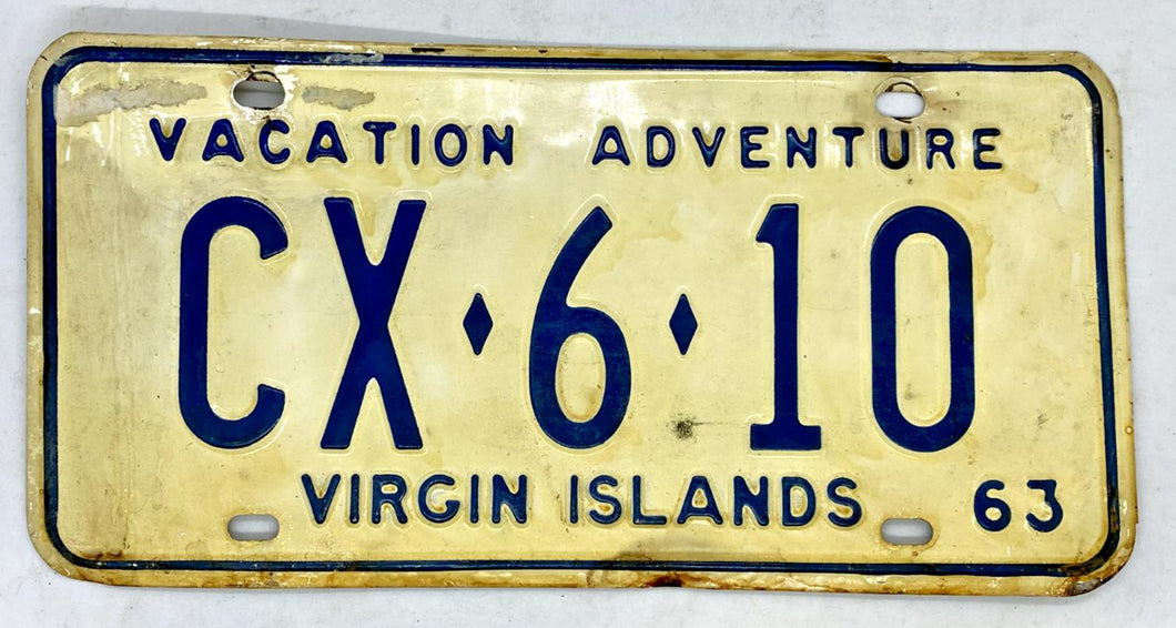 1963 Virgin Islands Licence Plate