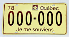 Load image into Gallery viewer, 1979 Quebec Sample Licence Plate
