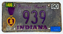 Load image into Gallery viewer, 1990 Indiana Purple Heart license plate  #939
