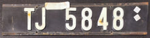 Load image into Gallery viewer, Vintage South African Cast Metal License Plate &quot;TJ 5848&quot;
